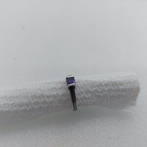 Vintage 925 Silver Ring With Square Amethyst Stone Size 8